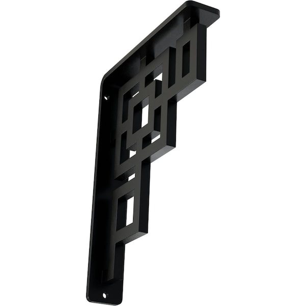 Ekena Millwork Eris Wrought Iron Bracket, (Single center brace), Powder Coated Black 1 1/2"W x 5 1/2"D x 8"H BKTM01X05X08SER - main